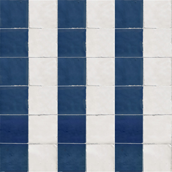 Mosaic House Moroccan tile Rceef 1-15 Striped White Cobalt Blue  zellige, mosaic, zellij, field, pattern, glaze, simple, classic, grid, squares 